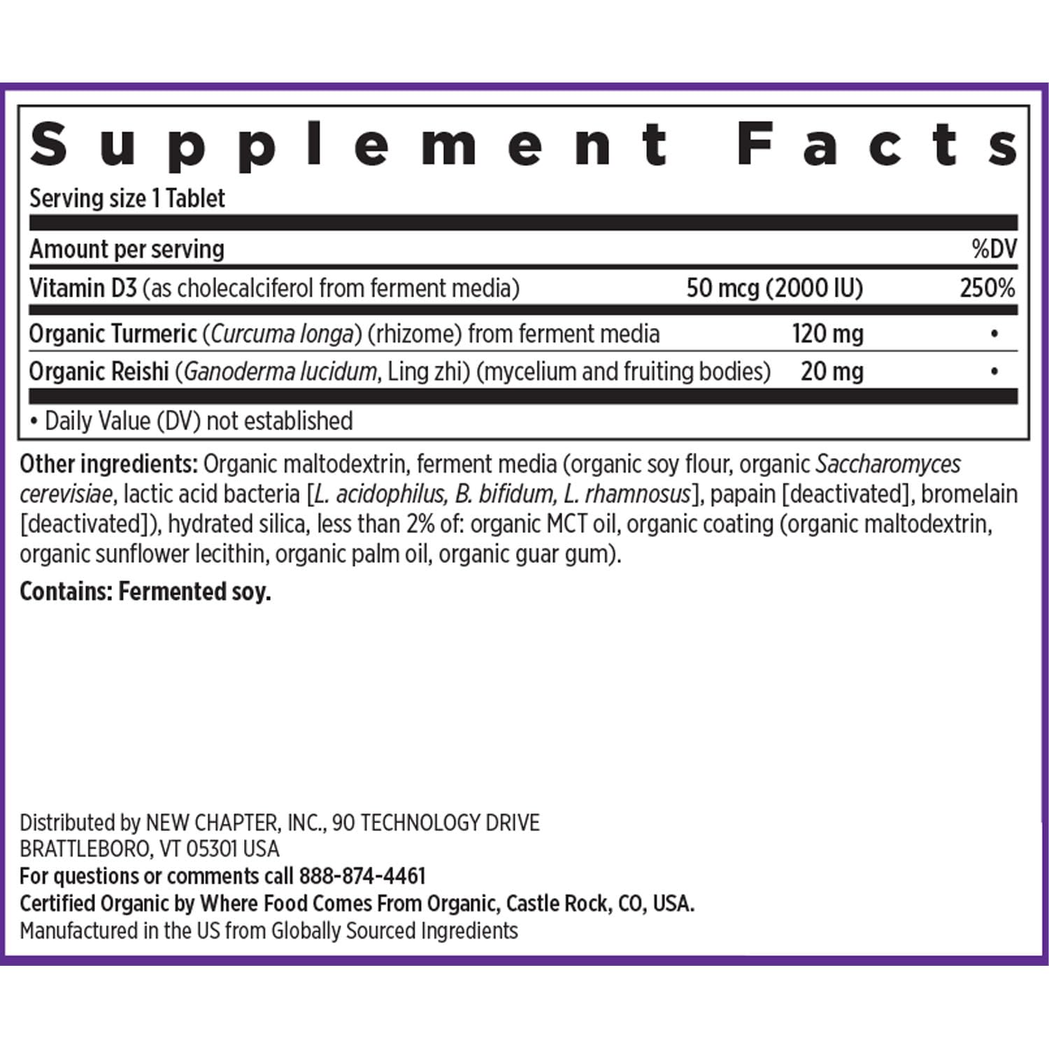 New Chapter Fermented Vitamin D3 2000 IU – Organic, ONE Daily with Turmeric & Reishi