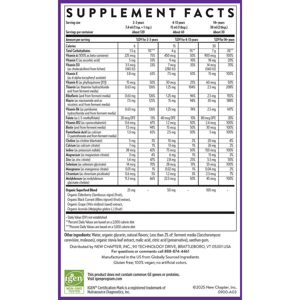 New Chapter Liquid Multivitamin + Mineral – 22 Nutrients, Easy Absorption, Orange Mango 30 oz