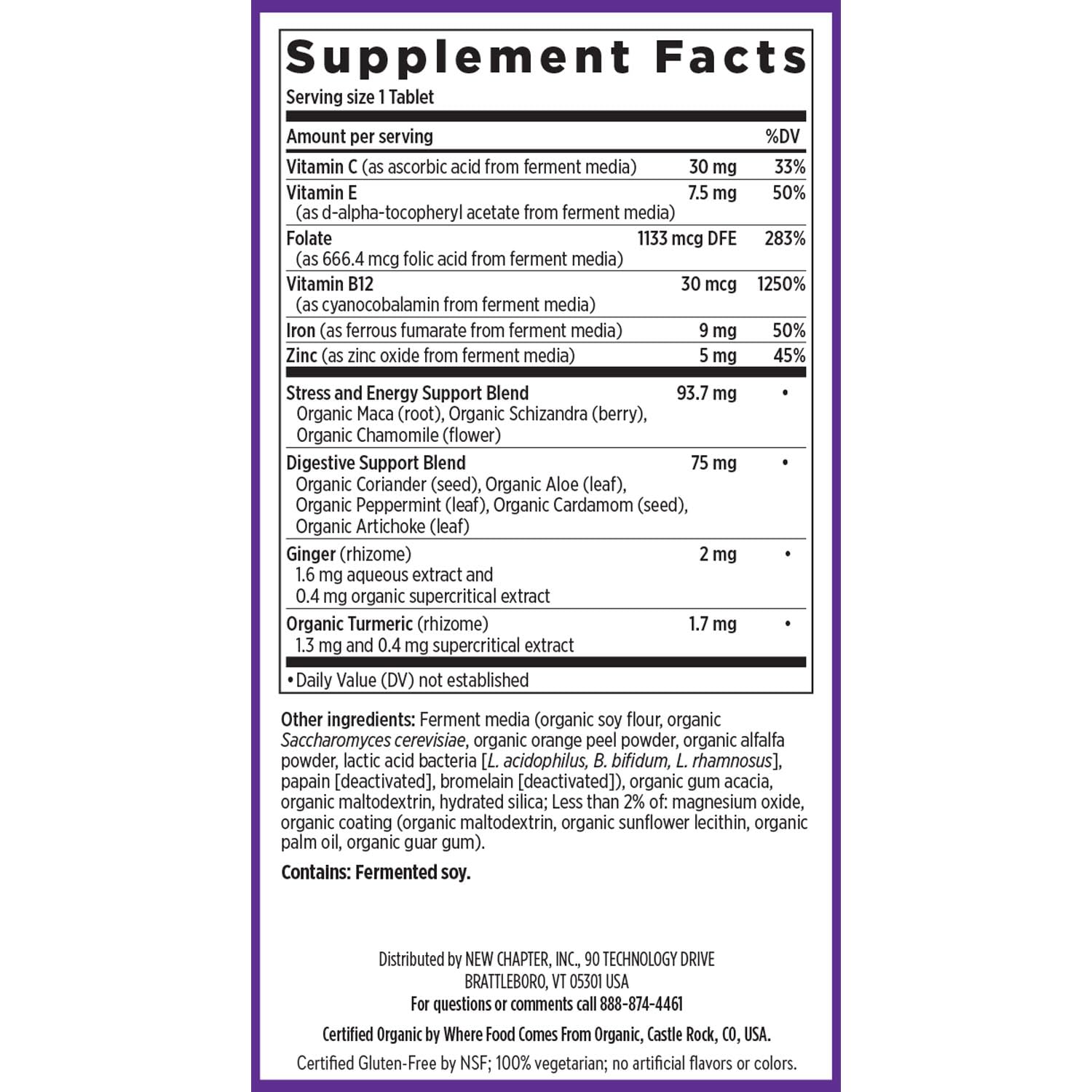 New Chapter Iron Supplement | Whole-Food Fermented Iron Complex | 60ct