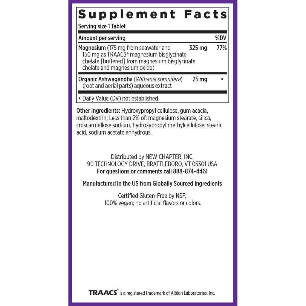 New Chapter Magnesium + Ashwagandha 325 mg Glycinate – 90 ct, 2.5x Absorption | Non-GMO