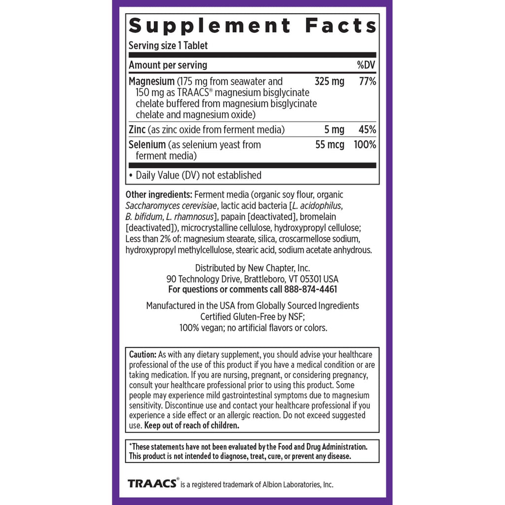 New Chapter Magnesium-Selenium-Zinc One-Daily Supplement 30 Count