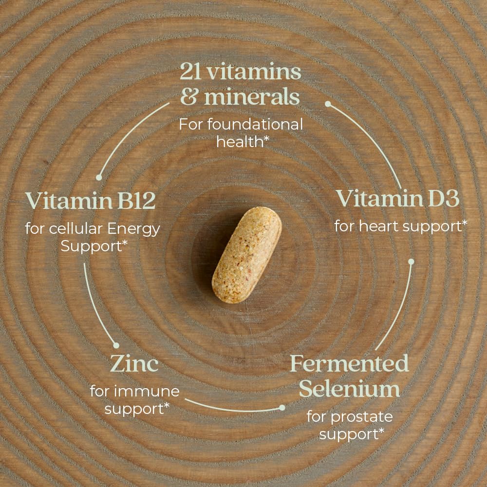 New Chapter Men's Multivitamin for Immune, Energy & Heart Health – Fermented Nutrients, Organic Vegetables & Herbs | 48 ct