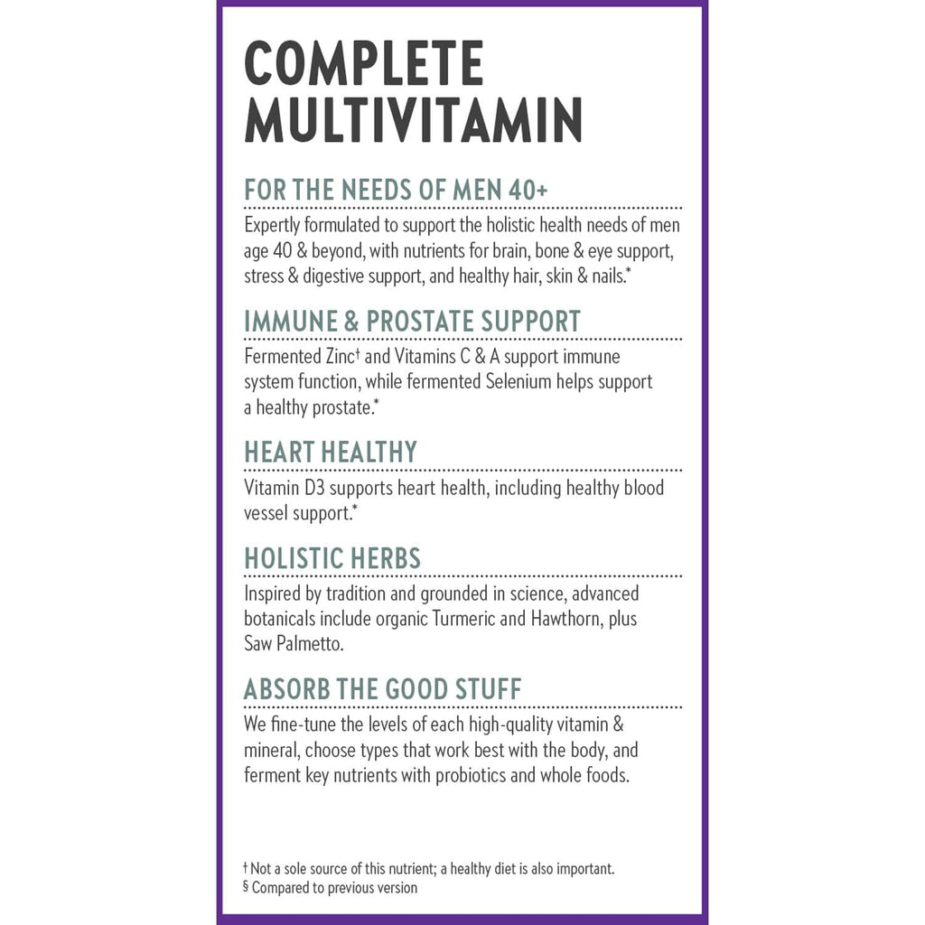 New Chapter Men’s Multivitamin 40+ – One Daily Fermented Nutrients for Immune & Energy Support | Gluten-Free