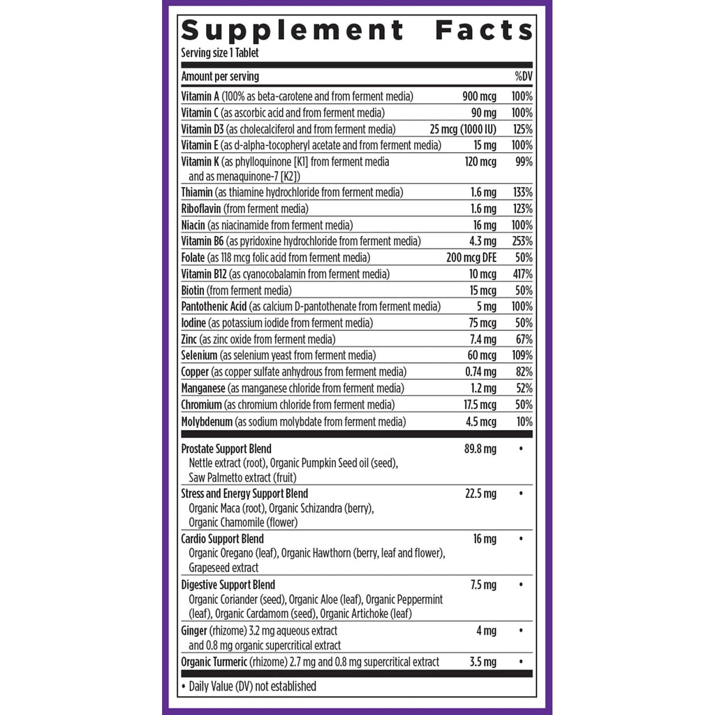 New Chapter Men’s Multivitamin 40+ – One Daily Fermented Nutrients for Immune & Energy Support | Gluten-Free