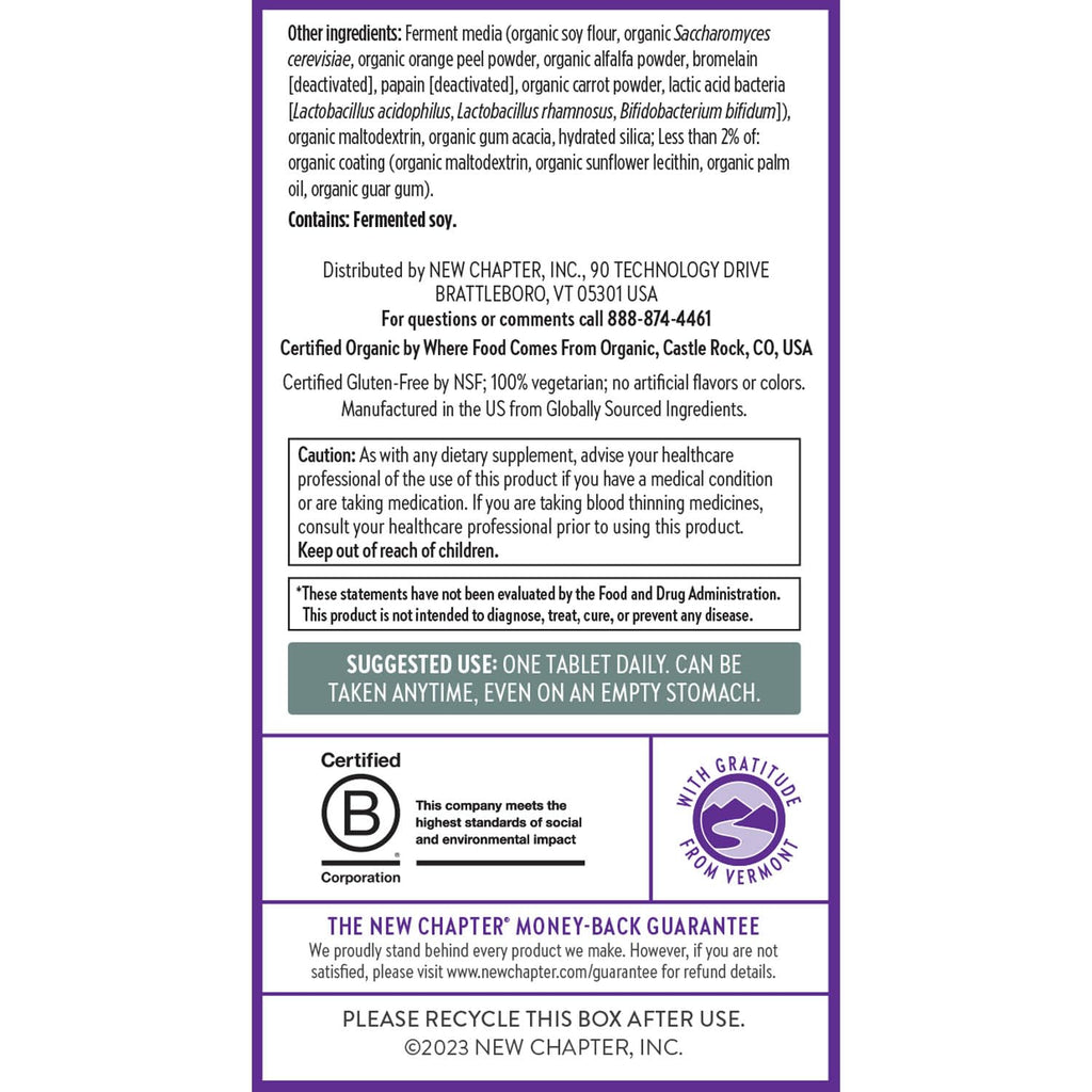 New Chapter Men’s Multivitamin 40+ – One Daily Fermented Nutrients for Immune & Energy Support | Gluten-Free