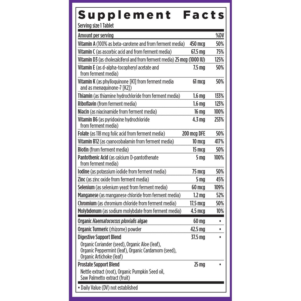 New Chapter Men's One Daily 55+ Multivitamin – Fermented, Non-GMO, 72 Tablets