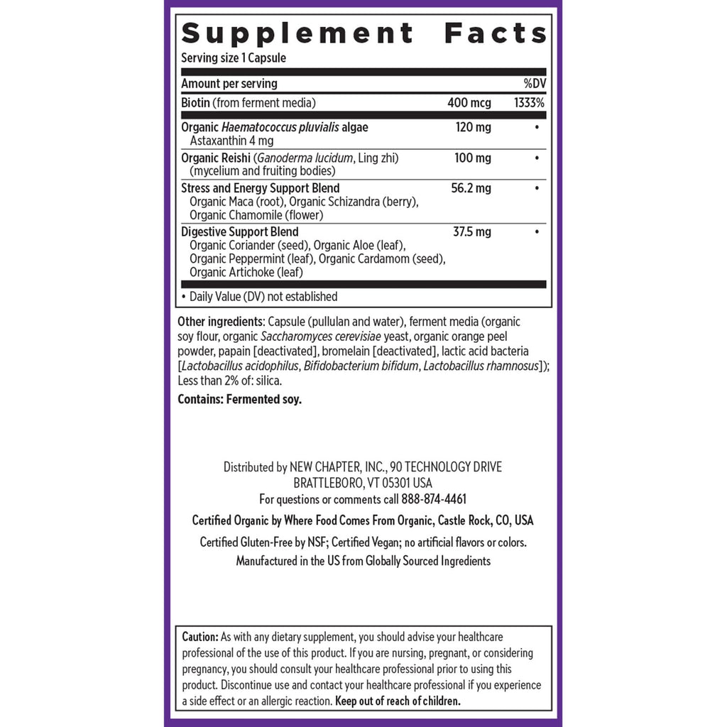 New Chapter Biotin Supplement - Vegan Hair Skin & Nails with Fermented Biotin + Astaxanthin - 60 Count