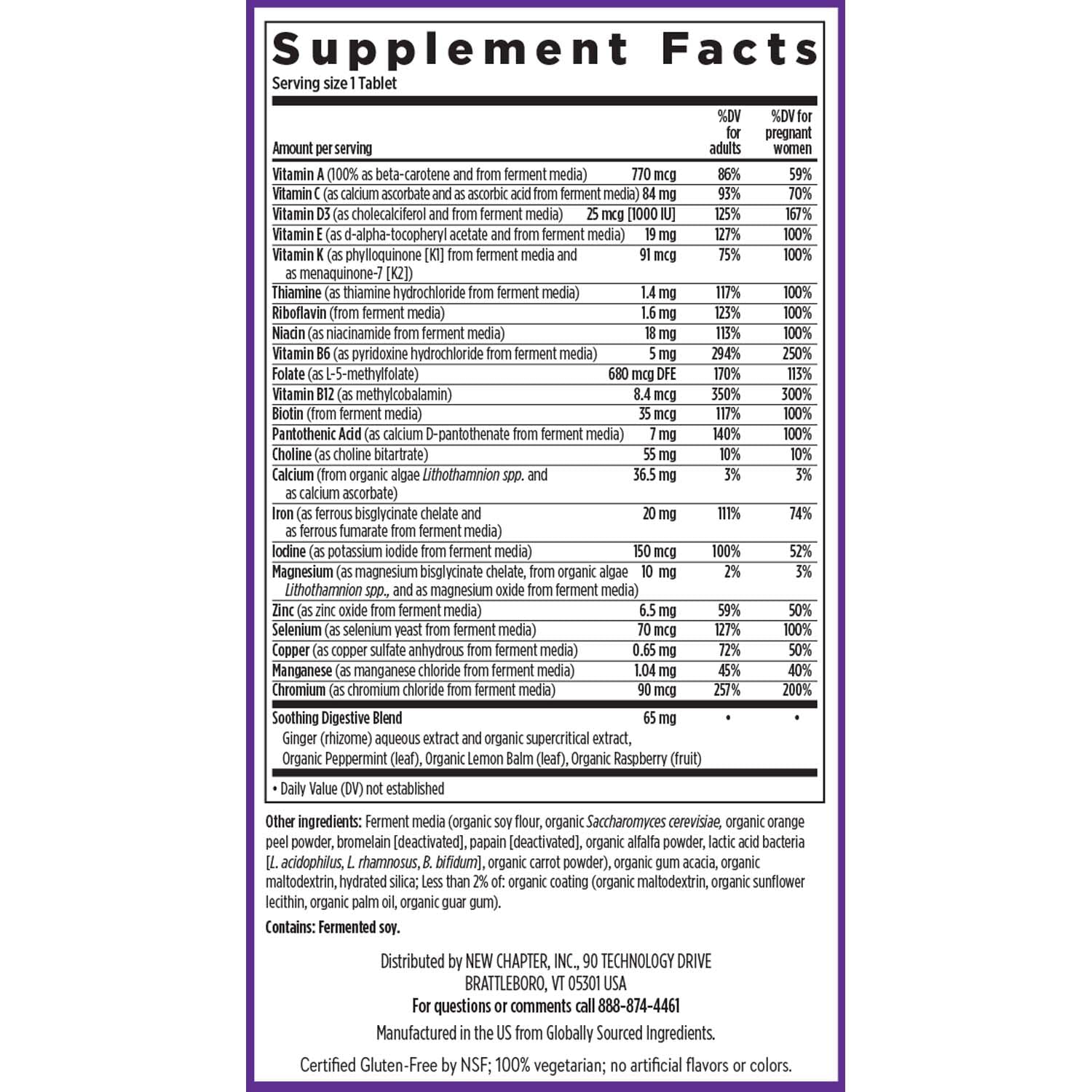 New Chapter Prenatal 35+ Vitamins – One Daily Methylfolate & Choline, 30 ct (Gluten Free, Non-GMO)