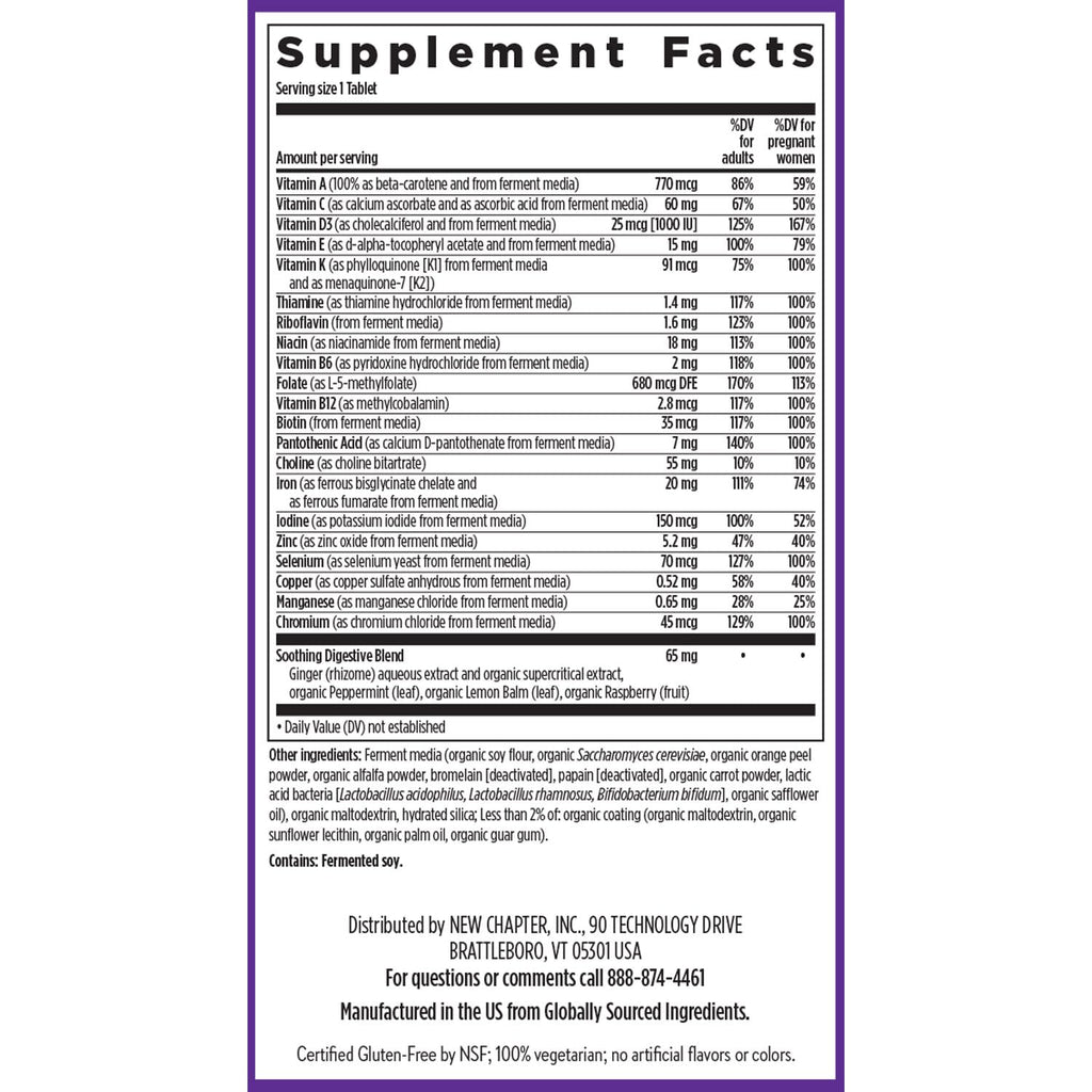 New Chapter Prenatal Vitamins — One Daily Multivitamin with Methylfolate + Choline | Gluten Free & Non-GMO | 90 Count