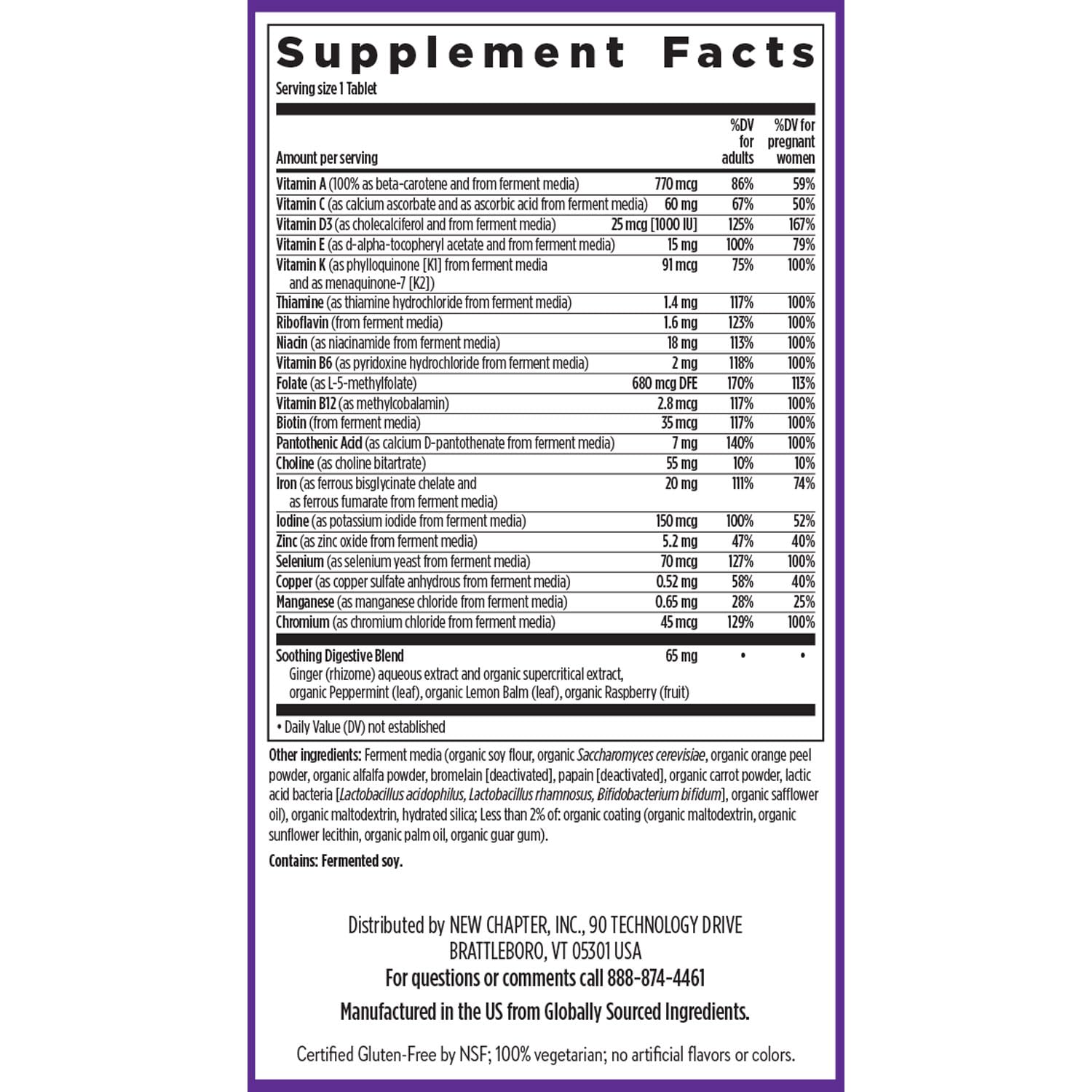 New Chapter Prenatal Vitamins — One Daily Multivitamin with Methylfolate + Choline | Gluten Free & Non-GMO | 90 Count