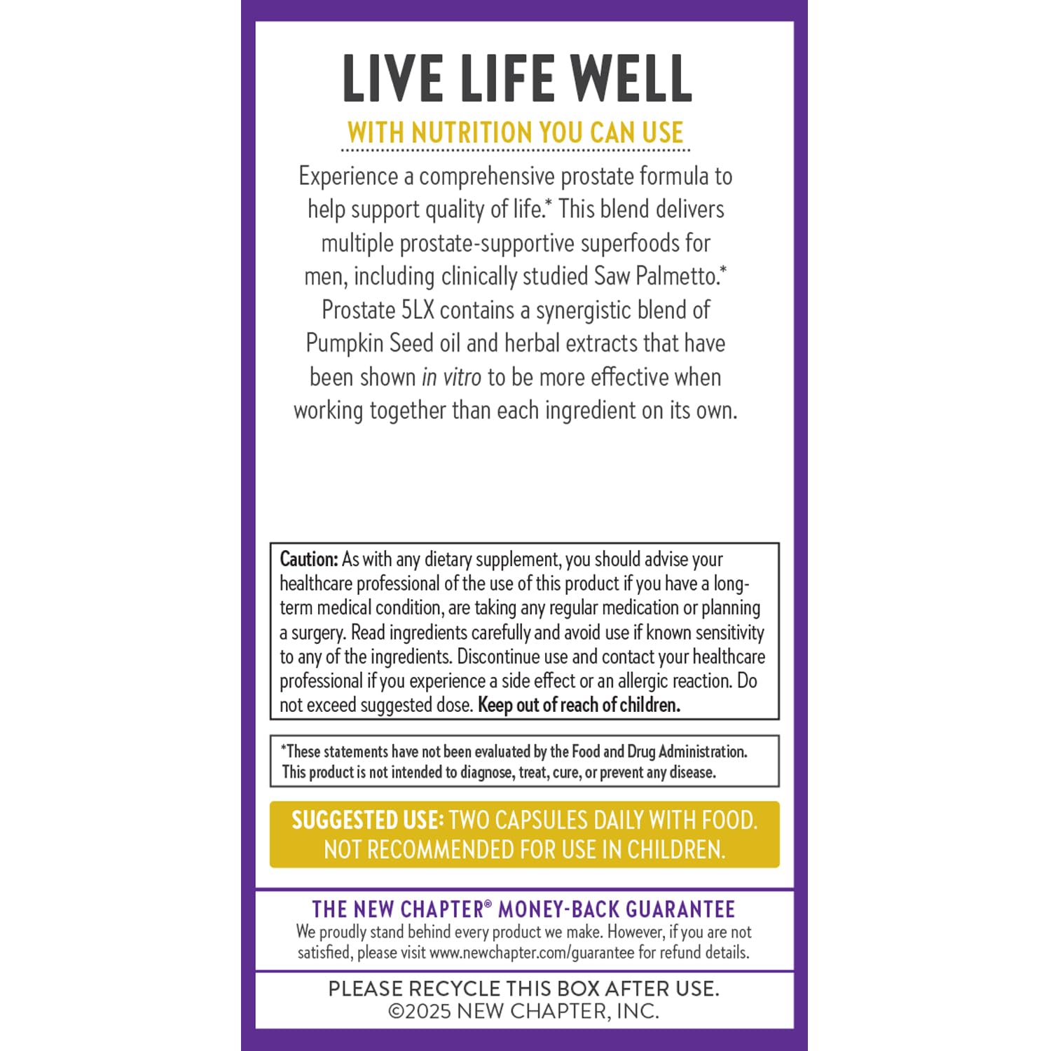 New Chapter Prostate 5LX™ – Clinical Saw Palmetto + Fermented Selenium, 120 Veg Capsules