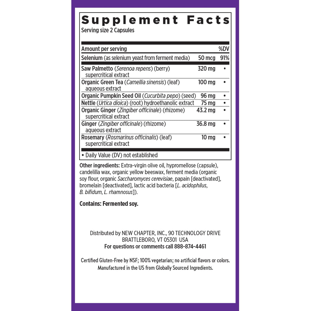 New Chapter Prostate 5LX™ – Prostate Supplement with Clinical-Strength Saw Palmetto + Fermented Selenium, 180 Vegetarian Capsules