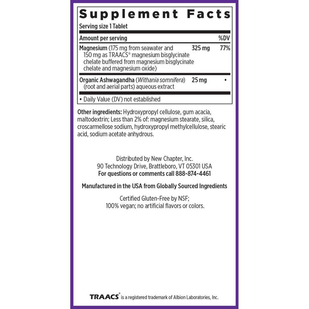 New Chapter Magnesium + Ashwagandha Supplement - 325 mg, 60 ct, 2-Month Supply | 2.5x Absorption