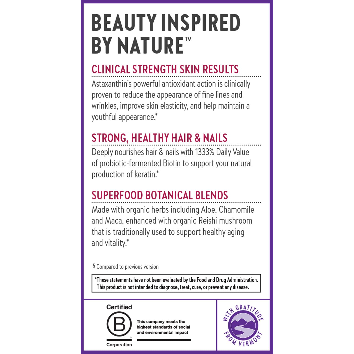New Chapter Biotin Supplement - Vegan Hair Skin & Nails with Fermented Biotin + Astaxanthin - 60 Count