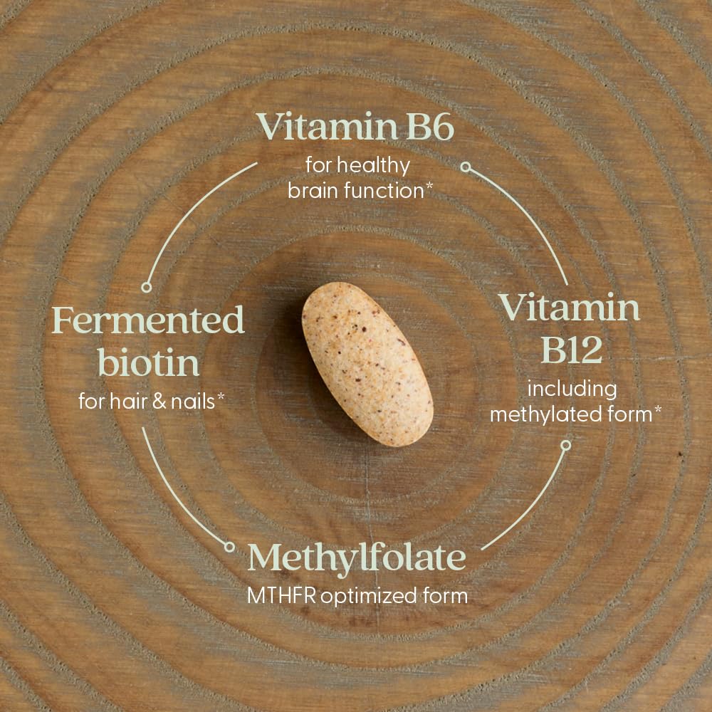 New Chapter Vitamin B Complex, Fermented Vitamin B Complex, USDA Organic, ONE Daily for Cellular Energy + Brain + Beauty, 100% Vegan, Gluten-Free - 60 Count