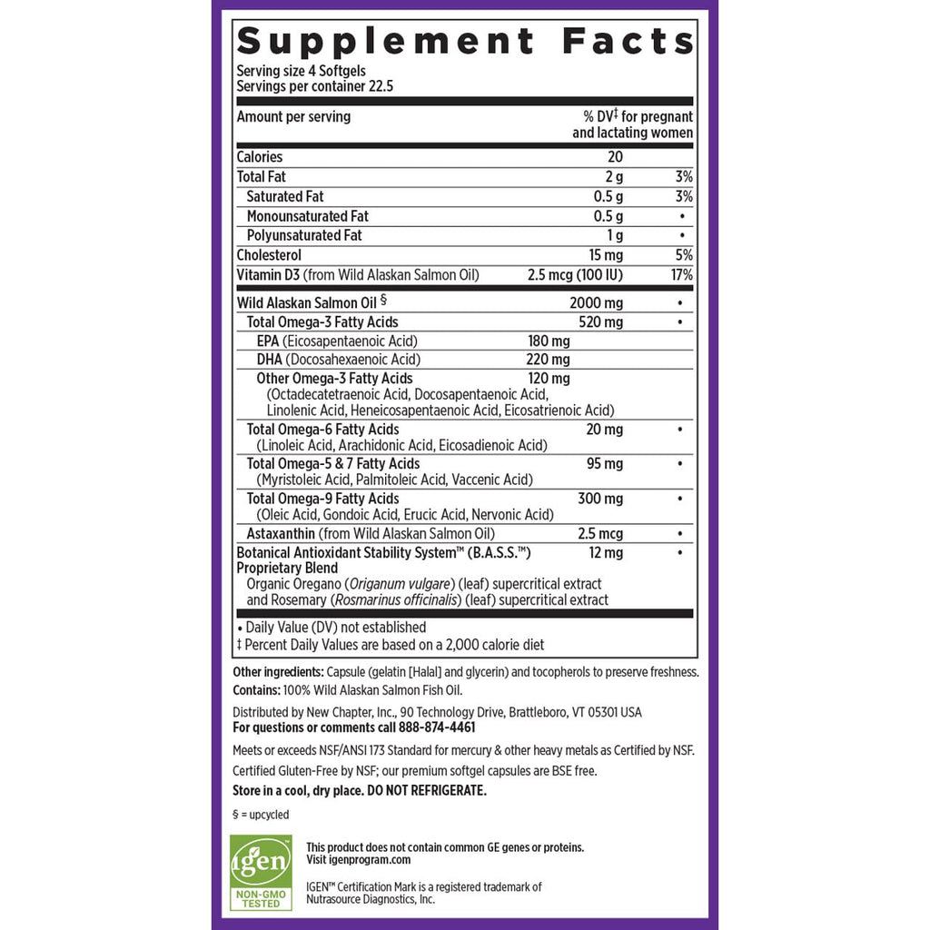 New Chapter Wholemega for Moms Fish Oil – 2000mg per Serving, Tiny Capsules, 90 Count