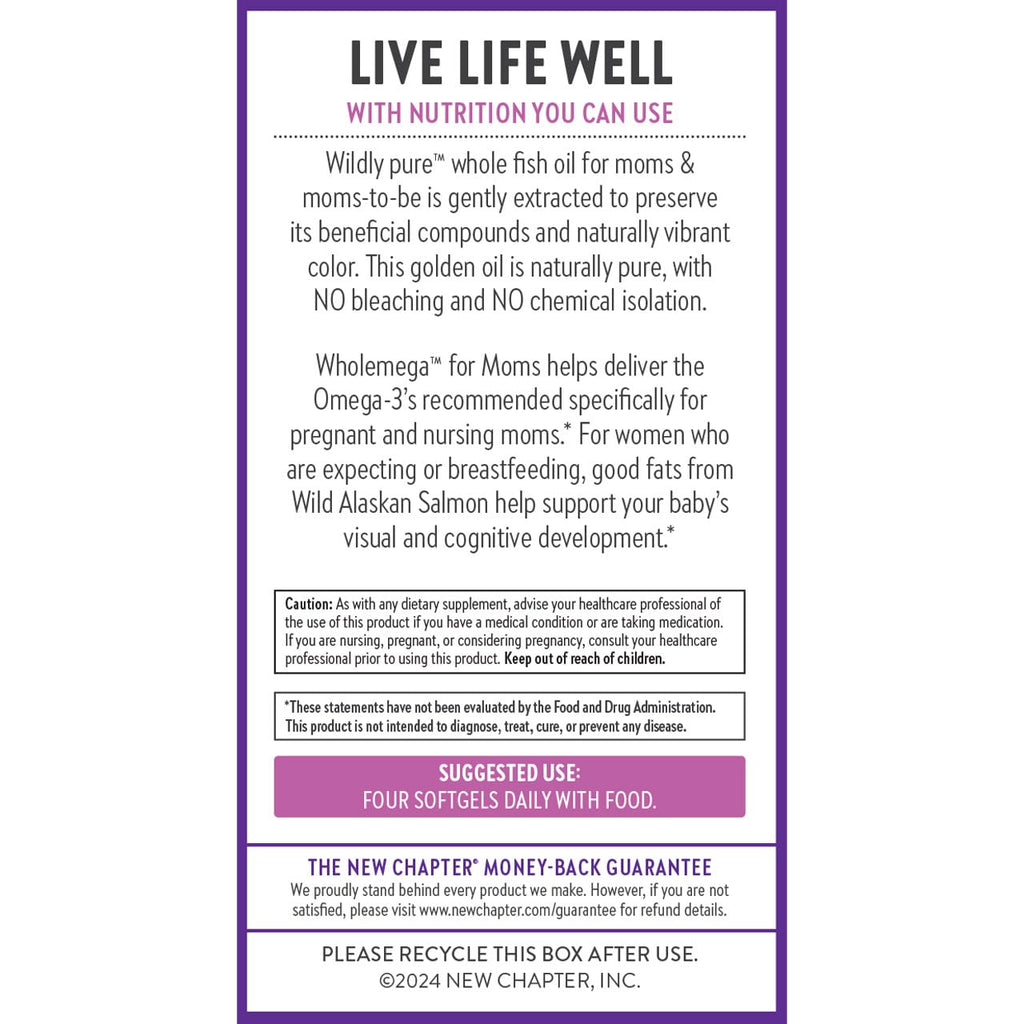New Chapter Wholemega for Moms Fish Oil – 2000mg per Serving, Tiny Capsules, 90 Count