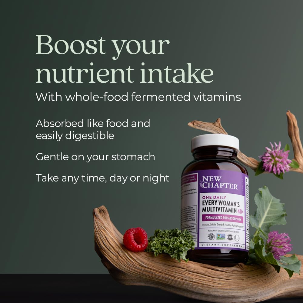 New Chapter Women’s 40+ Multivitamin – One Daily, Fermented Nutrients, Gentle on Empty Stomach