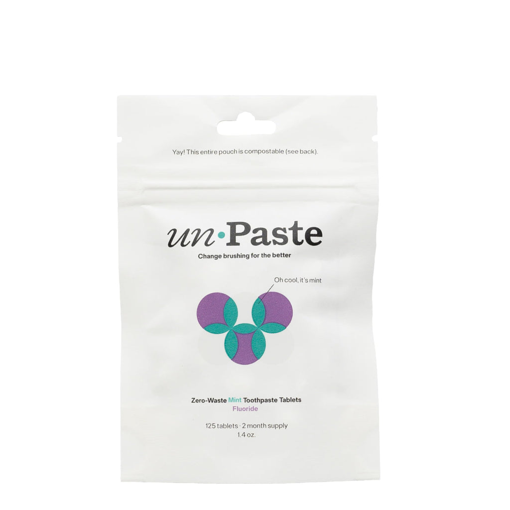 New Formula Unpaste Toothpaste Tablets – Fluoride Mint, Xylitol Free, Vegan, Plastic Free (125ct, 2 Month Supply)