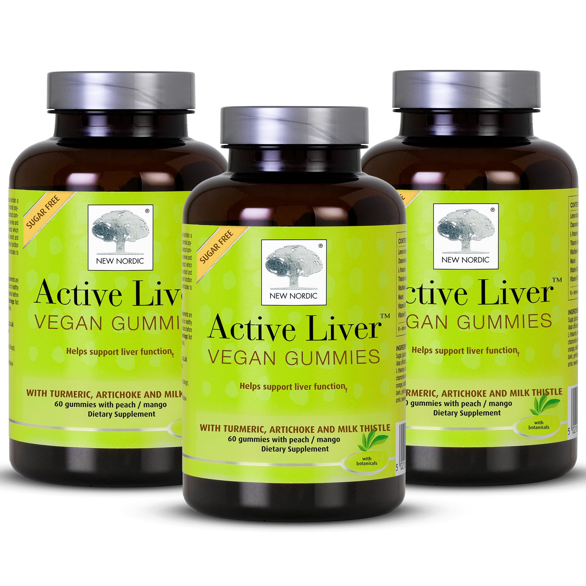 New Nordic Active Liver Gummies – Milk Thistle, Artichoke & Turmeric, Sugar Free & Vegan (Pack of 3)