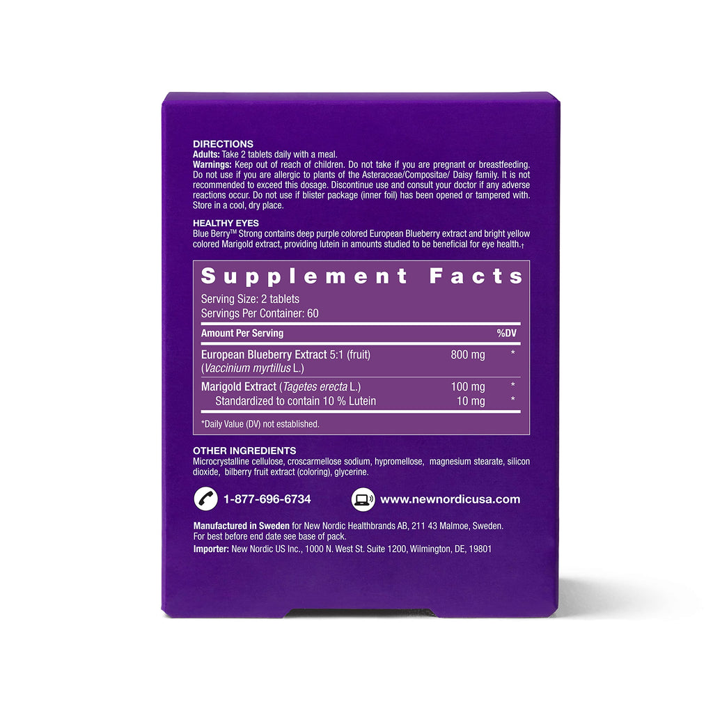 NEW NORDIC Blue Berry Eye Vitamin with Lutein & Zinc – 120 Tablets