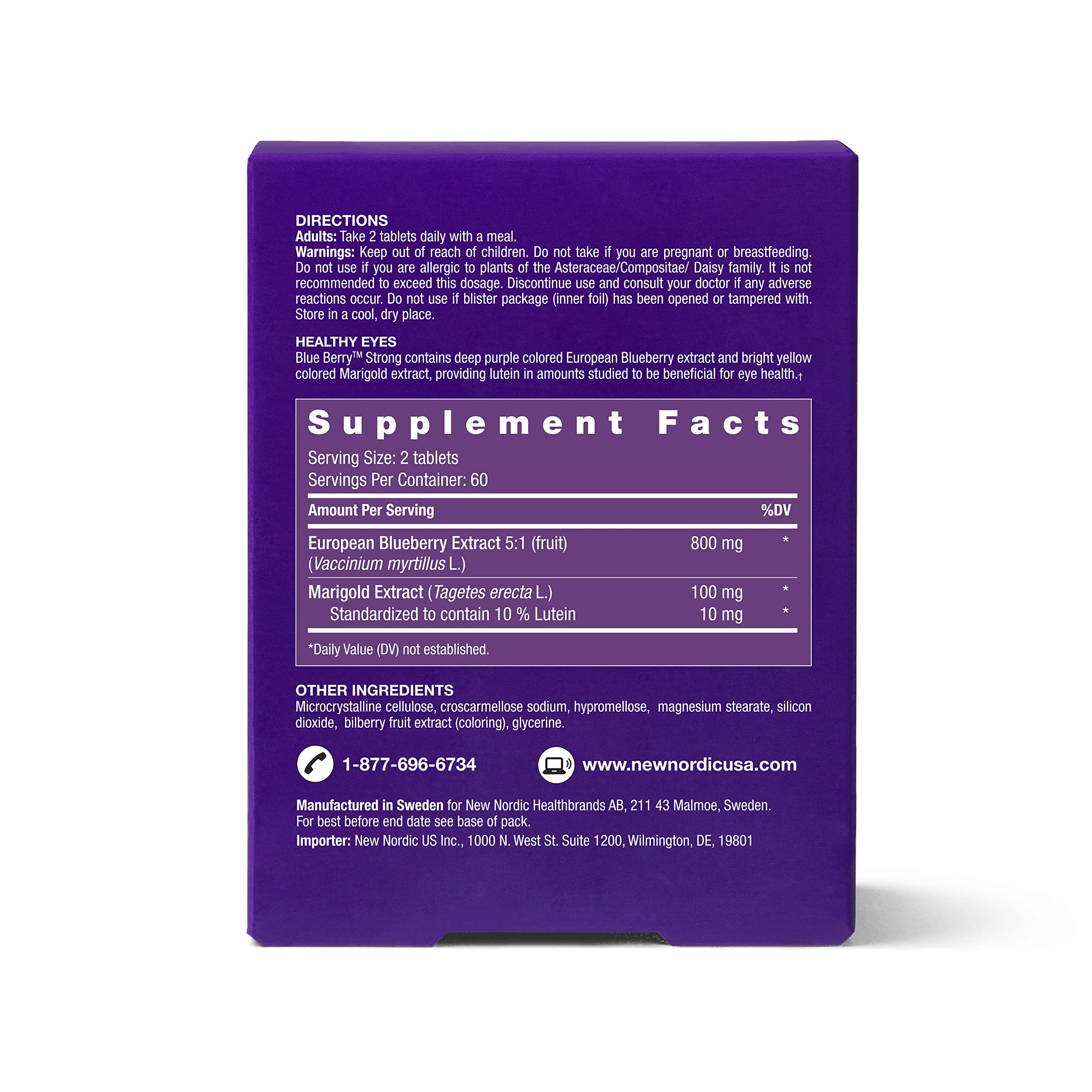 NEW NORDIC Blue Berry Eye Vitamin with Lutein & Zinc – 120 Tablets