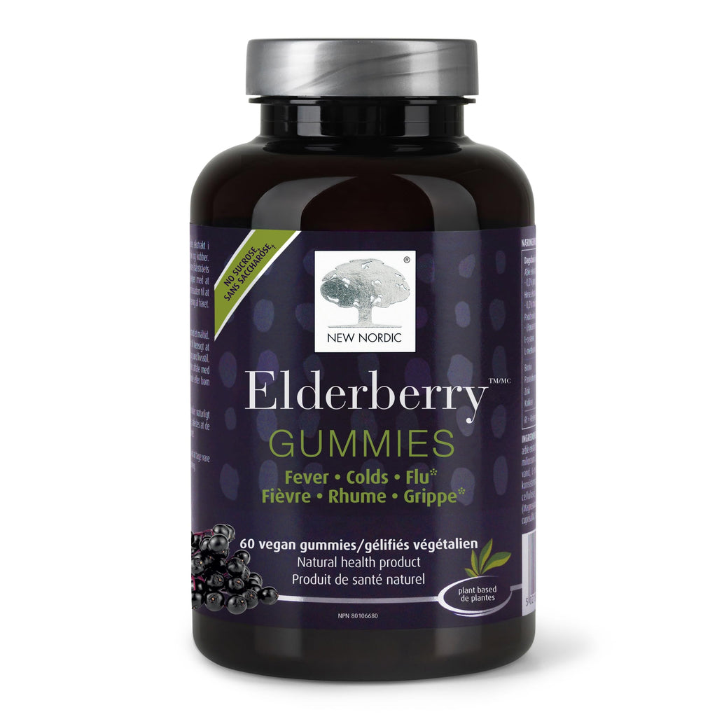 NEW NORDIC Elderberry Vegan Gummies - Sugar Free Immune Support with Vitamin C (Adults & Kids 4+) 60 Count