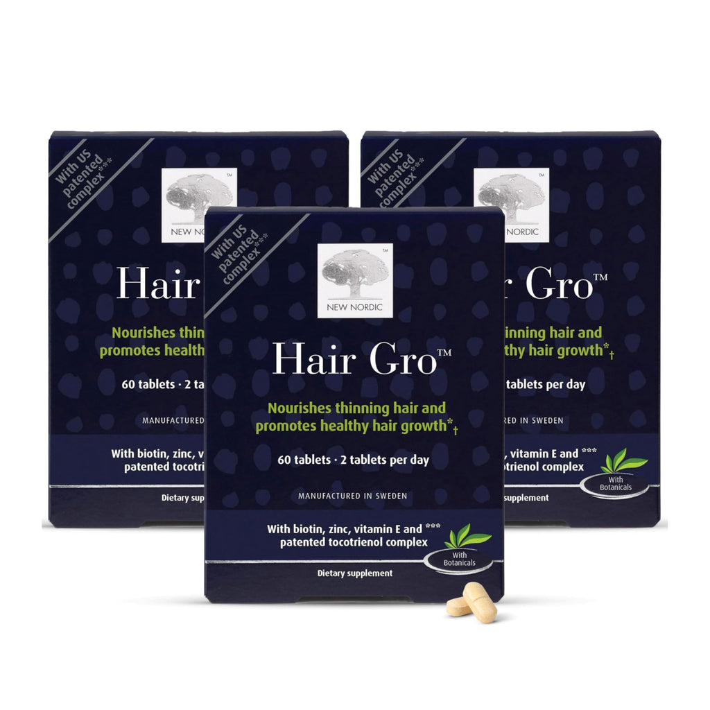 NEW NORDIC Hair GRO – Hair Growth Supplement with Biotin & Palm Tocotrienols (3 x 60 Count)