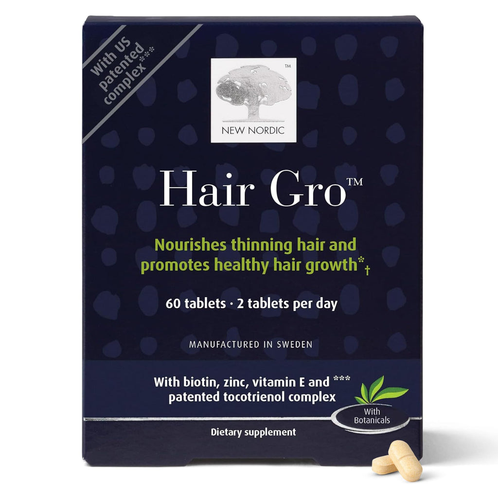 NEW NORDIC Hair GRO: Hair Growth Supplement with Biotin & Palm Tocotrienols, 60 Count