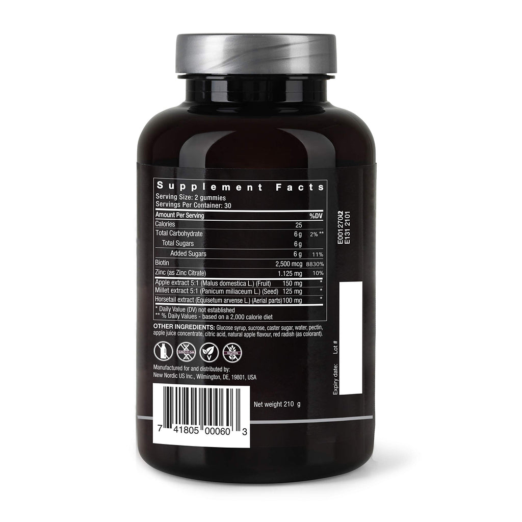 New Nordic Hair Volume Gummies - 2500 mcg Biotin, Vegan Hair Vitamins (60 Count)