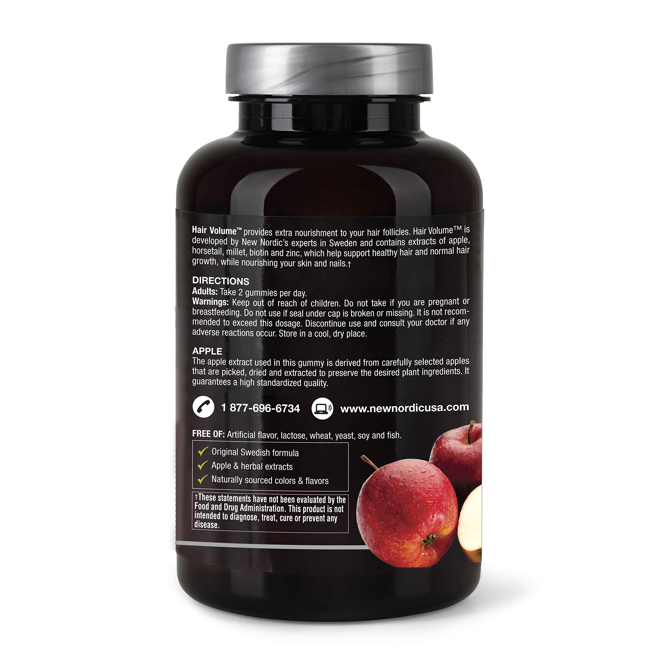 New Nordic Hair Volume Gummies - 2500 mcg Biotin, Vegan Hair Vitamins (60 Count)