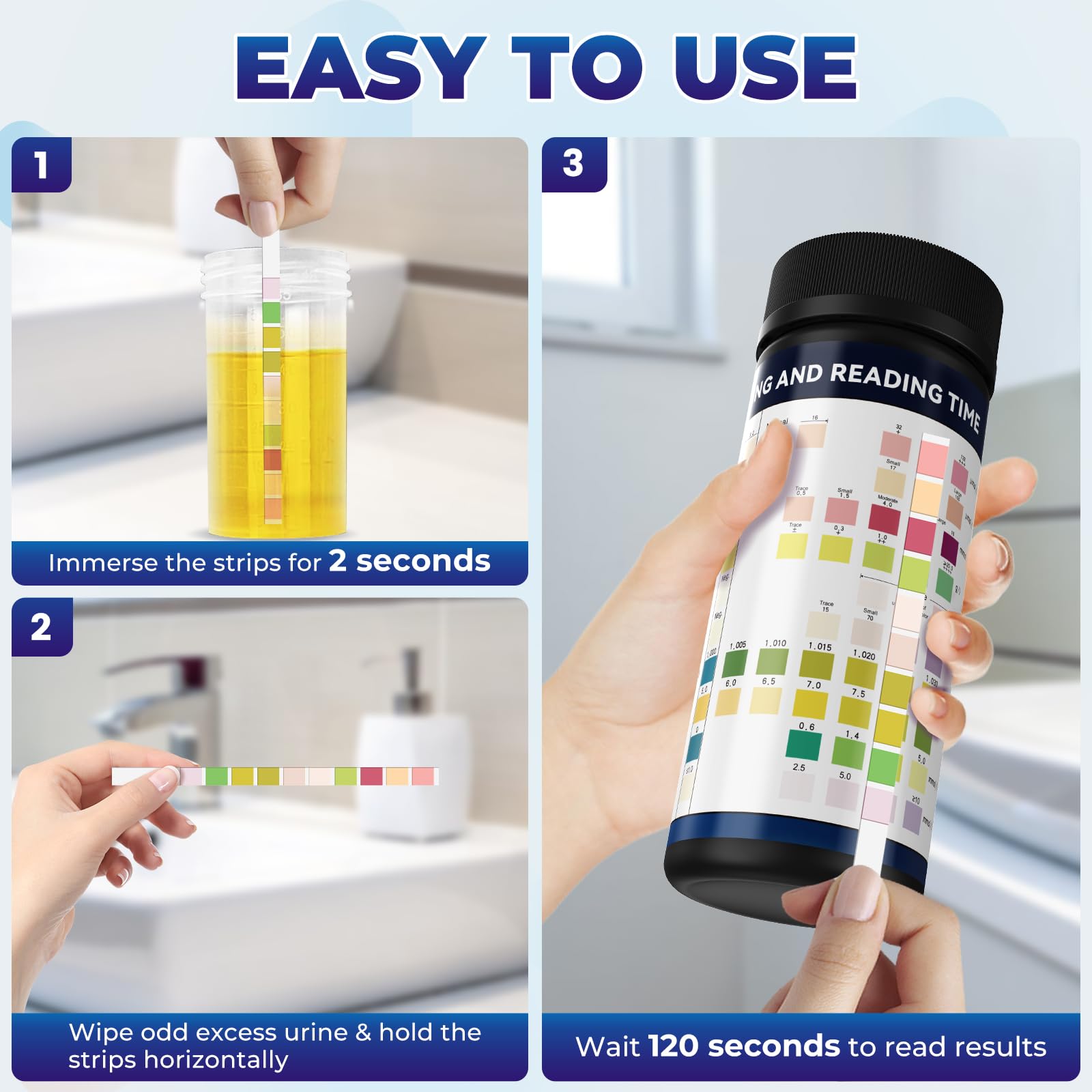NewPos Urine Test Strips 10-in-1 | 125 CT Full Panel for UTI, Kidney & Liver Function at Home
