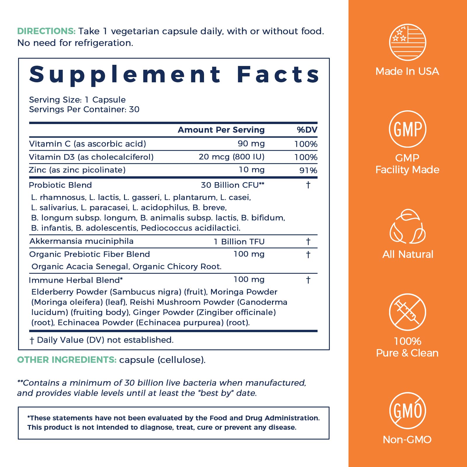 NewRhythm Probiotics for Immune Support – 30B CFU, 16 Strains, Akkermansia, Zinc, Vitamin C & D3 | Non-GMO | 30 Capsules