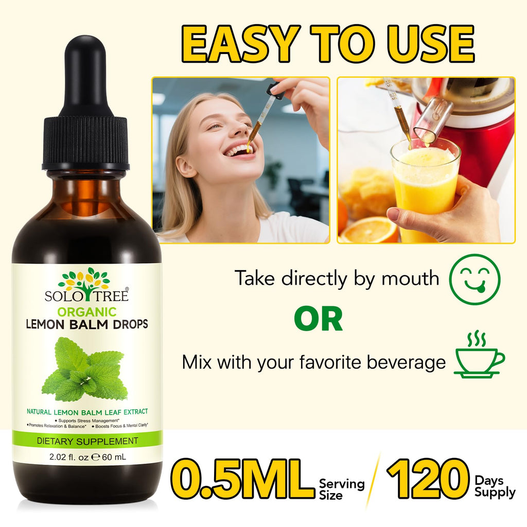Newseel Lemon Balm Drops – Organic Lemon Balm Extract for Mood Support | Vegan, Gluten Free, Non-GMO | 2.02 fl oz