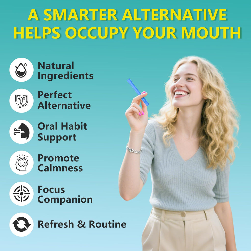 NEWUPGRADED Chewable Essential Oil Breath Stick – 9 Refills, Long-Lasting Freshness, BPA-Free