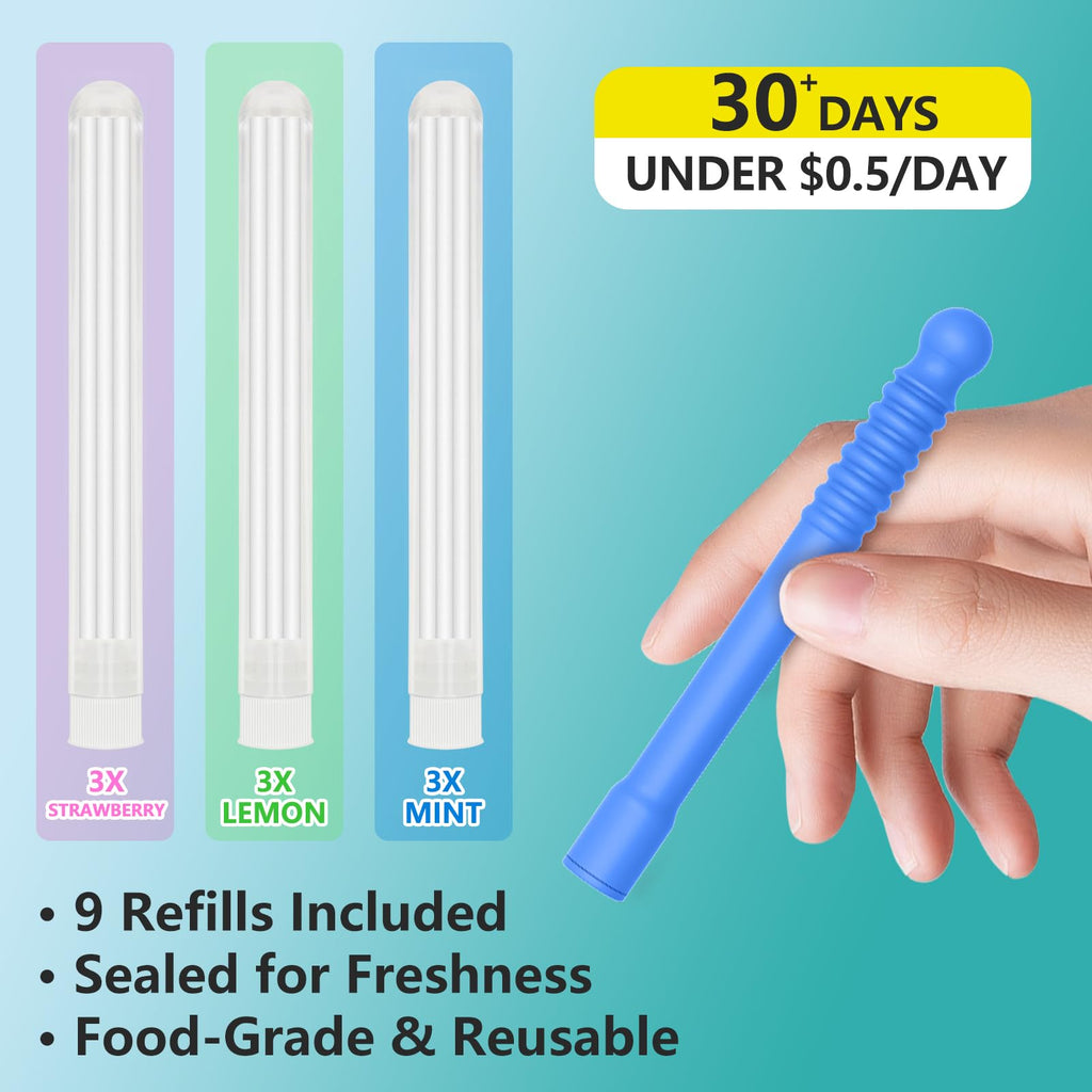 NEWUPGRADED Chewable Essential Oil Breath Stick – 9 Refills, Long-Lasting Freshness, BPA-Free