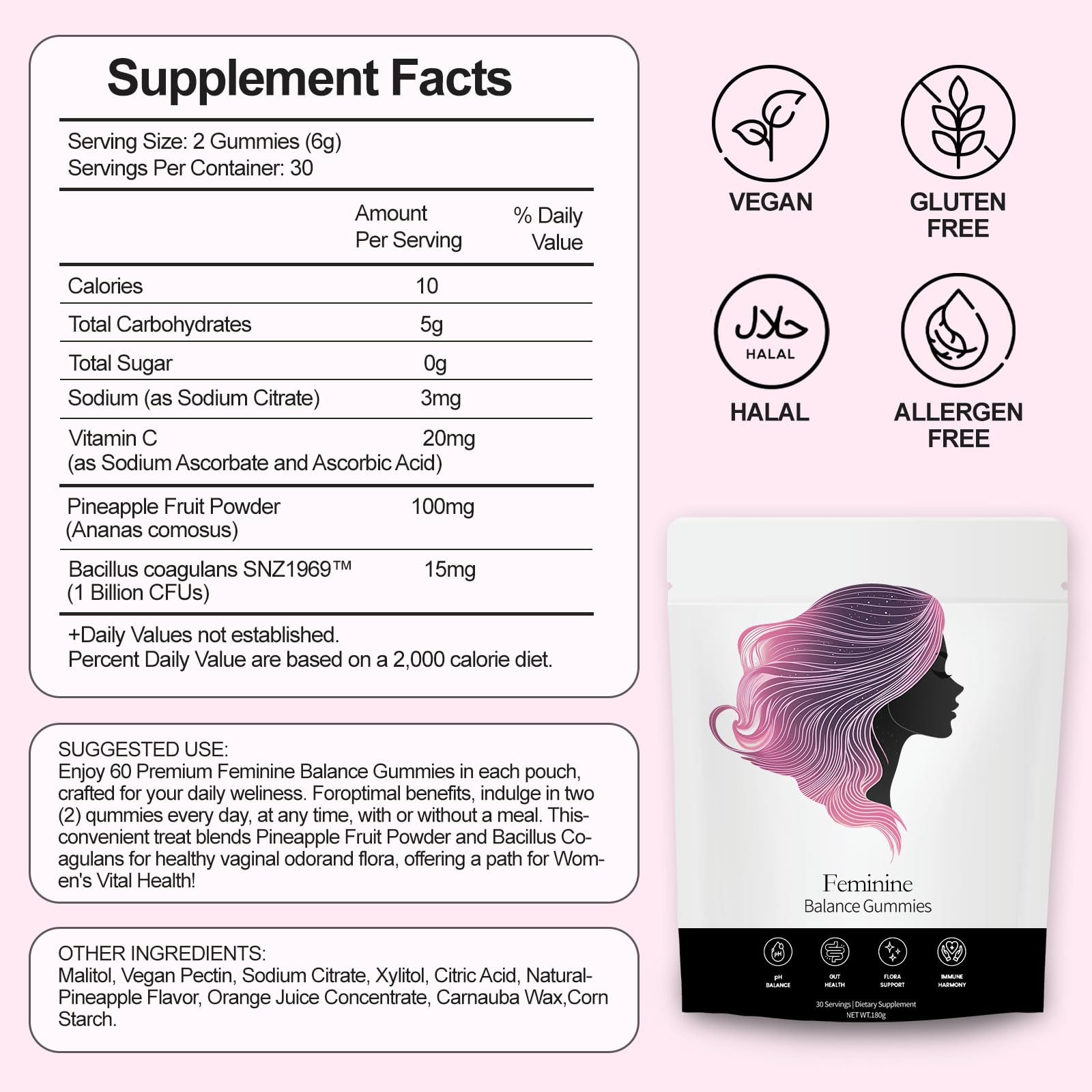 NEWUREHO Nuora Feminine Balance Gummies – Pineapple Probiotics for Women, 60 Gummies
