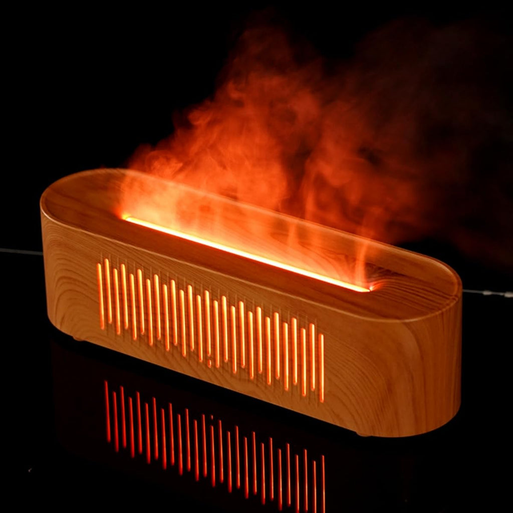 NEX&CO Infuser Aroma Diffuser Wood Grain | Faux Flame, 9 oz Tank, Ultra Quiet USB-C