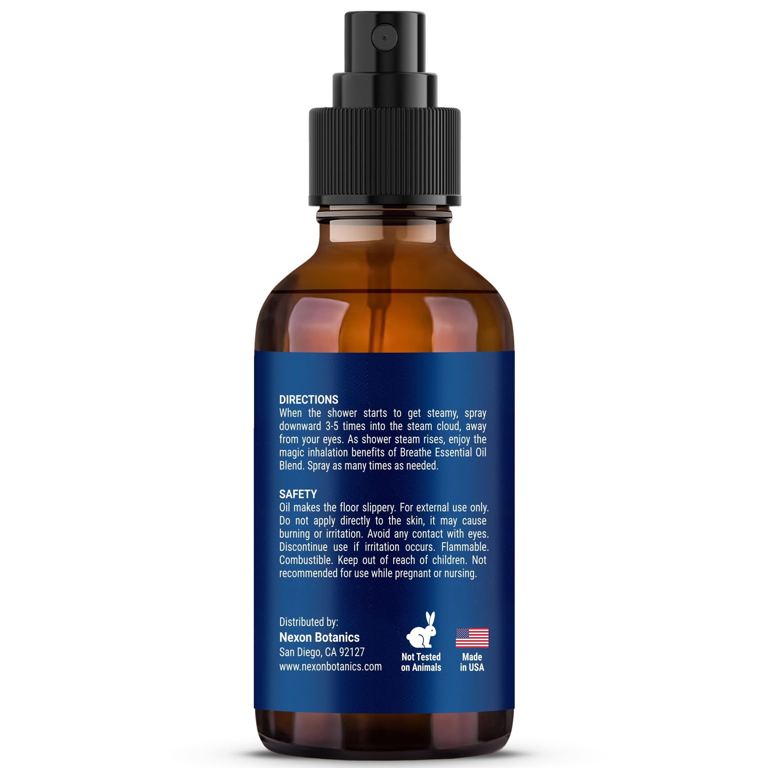 Breathe Shower Steamer Spray 2 oz – Aromatherapy Mist with Rosemary, Peppermint & Eucalyptus | Nexon Botanics