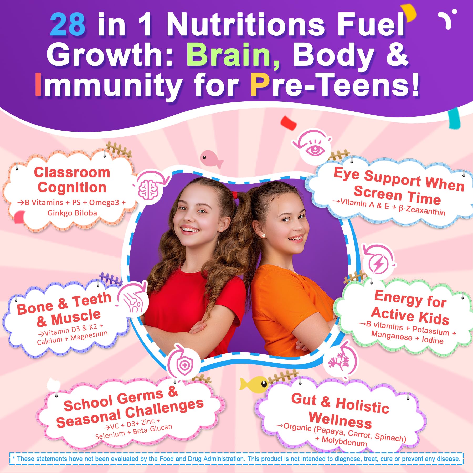 Nextdia Multivitamin Gummies for Teens 12-19 Omega-3 Calcium Zinc