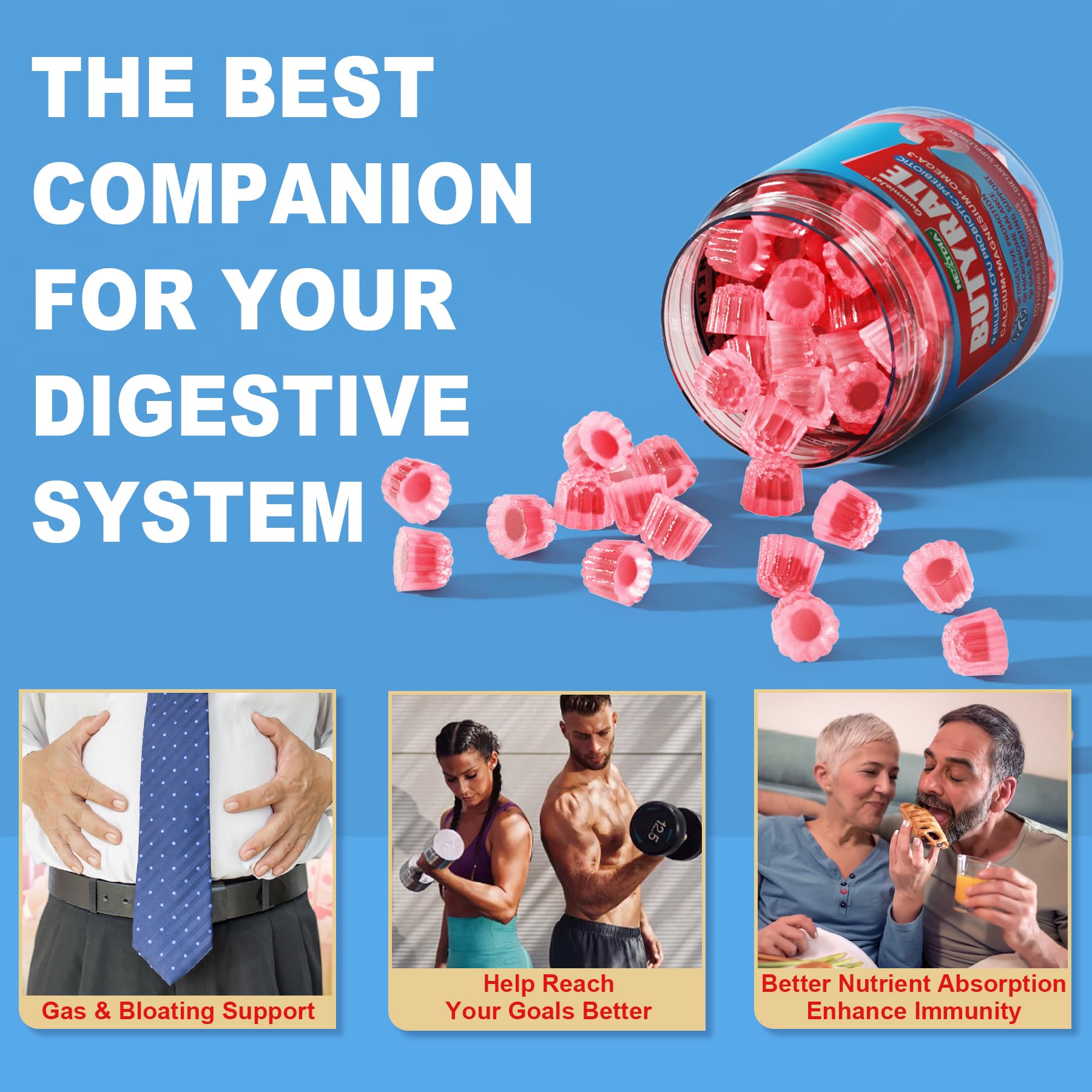 Nextdia Butyrate Gummies with Probiotics, Prebiotics & Omega-3 – Sugar Free