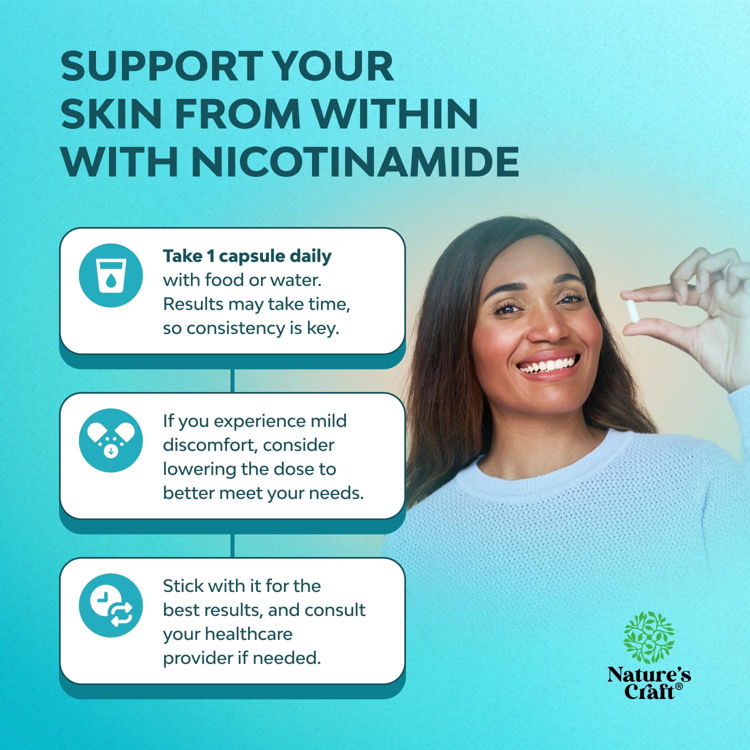 Vitamin B3 Niacinamide 500mg Capsules – Flush Free Niacin, 180 Count | Mitochondrial Energy & Skin Support