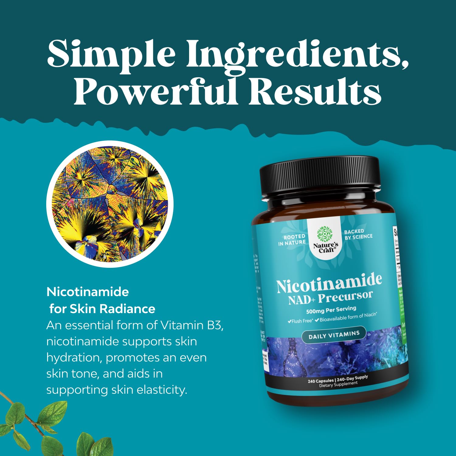Vitamin B3 Niacinamide 500mg Capsules – Flush Free Niacinamide, Skin & Energy Support, 240 Count