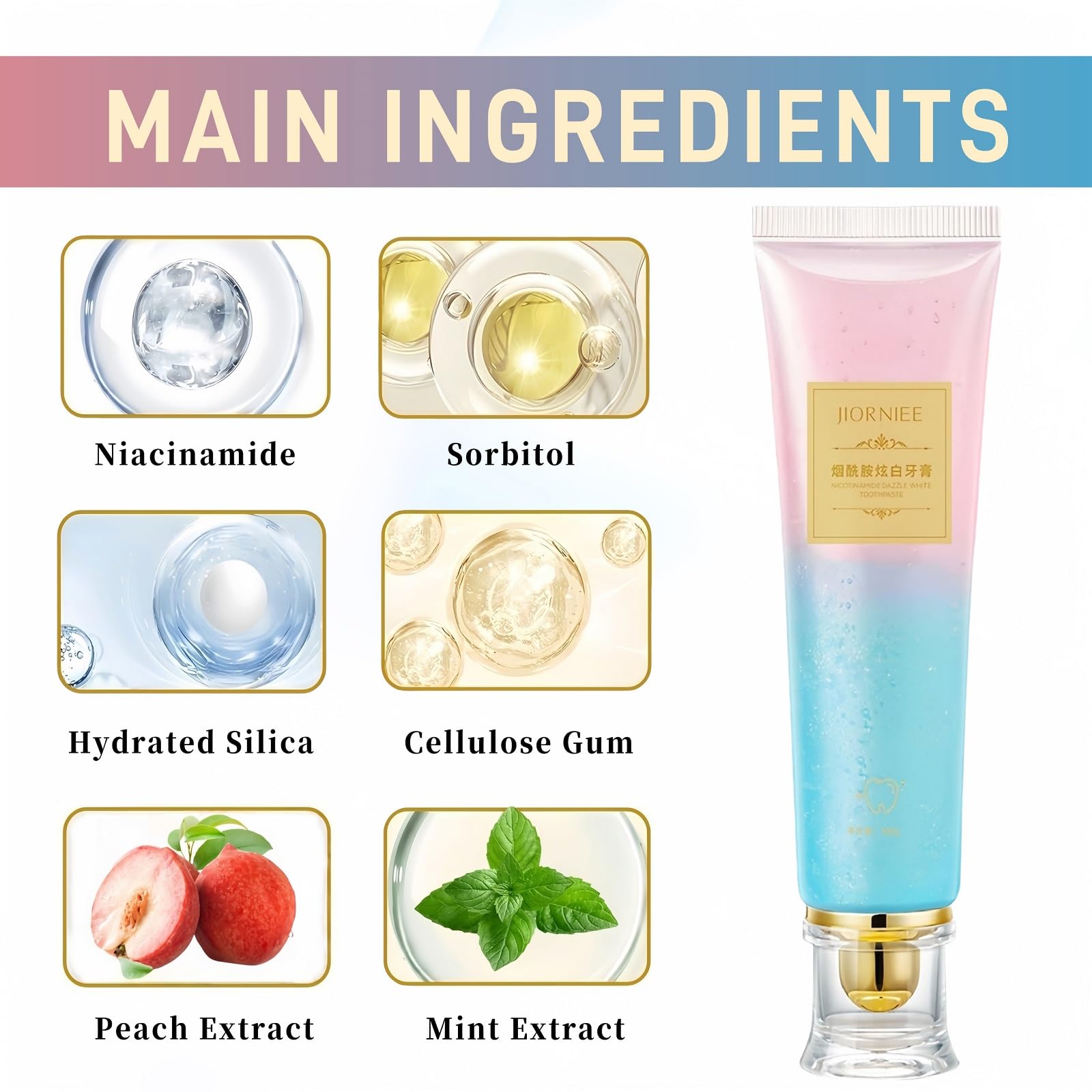 2 Pcs Niacinamide Whitening Toothpaste – Deep Stain Removal & Fresh Breath