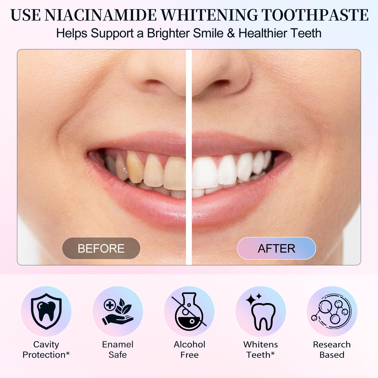Niacinamide Whitening Toothpaste 100g – Fresh Breath, Stain Removal & Gum Care
