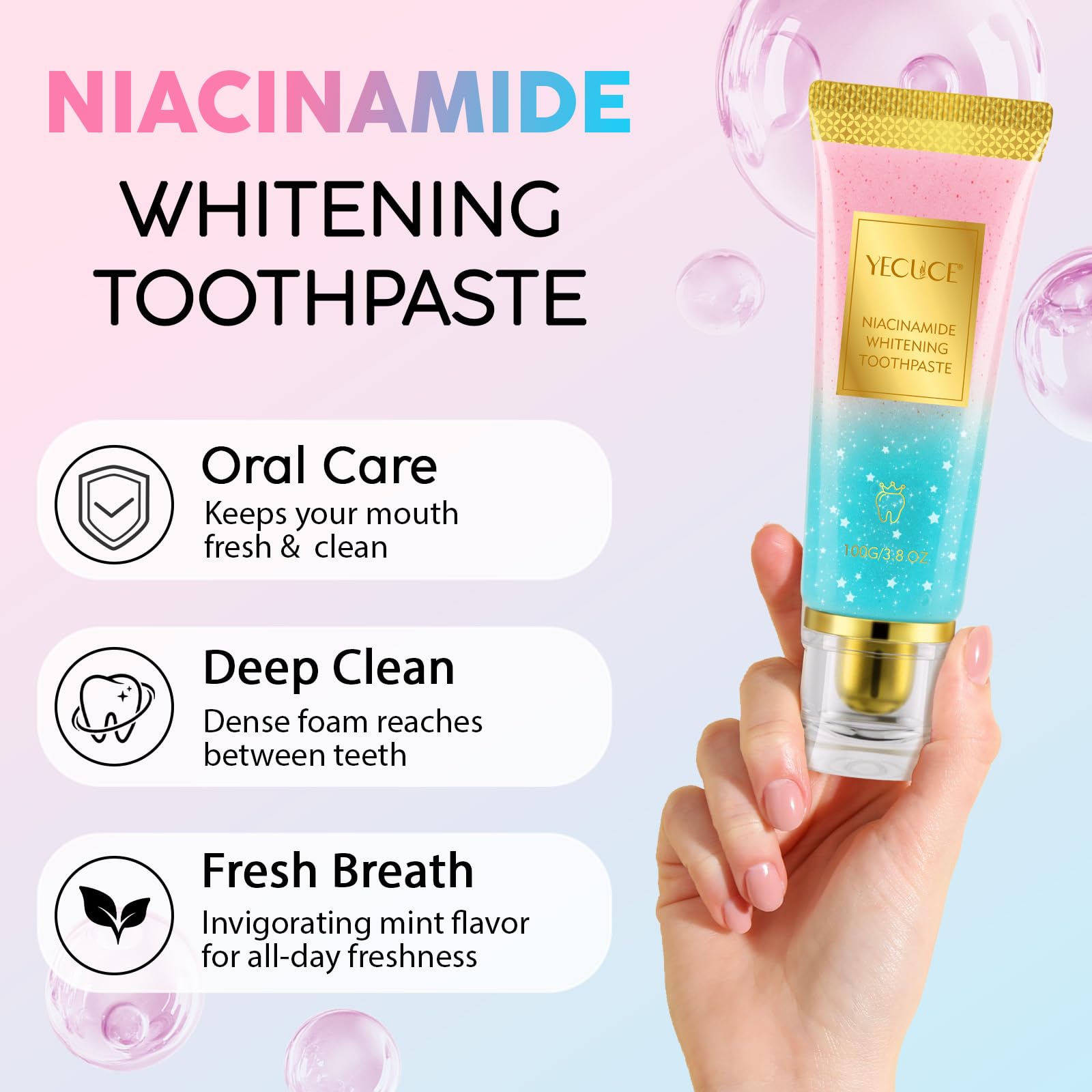 2 Pcs Niacinamide Whitening Toothpaste - Enamel Protection, Fluoride-Free, For Sensitive Teeth