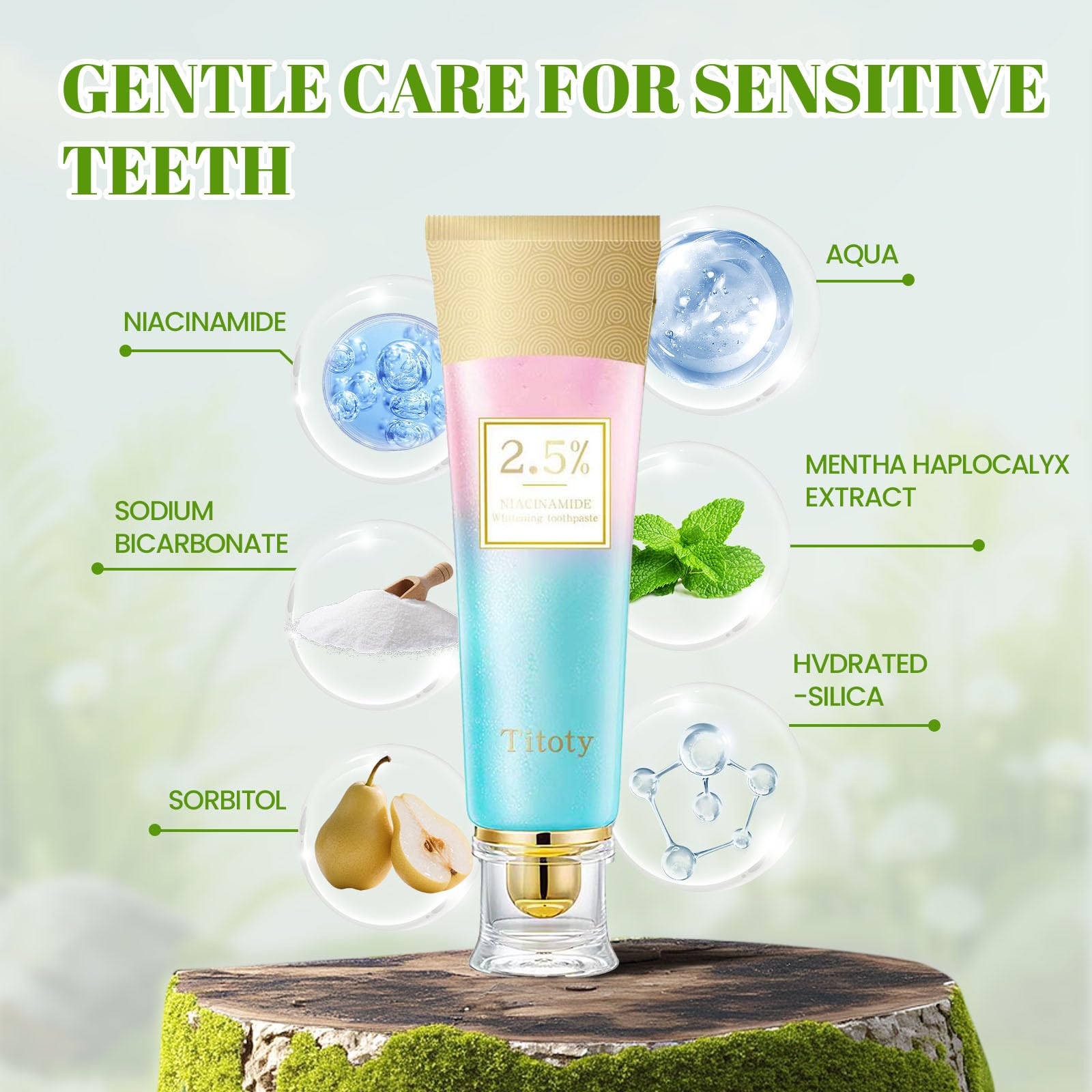 Niacinamide Whitening Toothpaste 2.5% – Gentle Stain Removal & Gum Health | Titoty