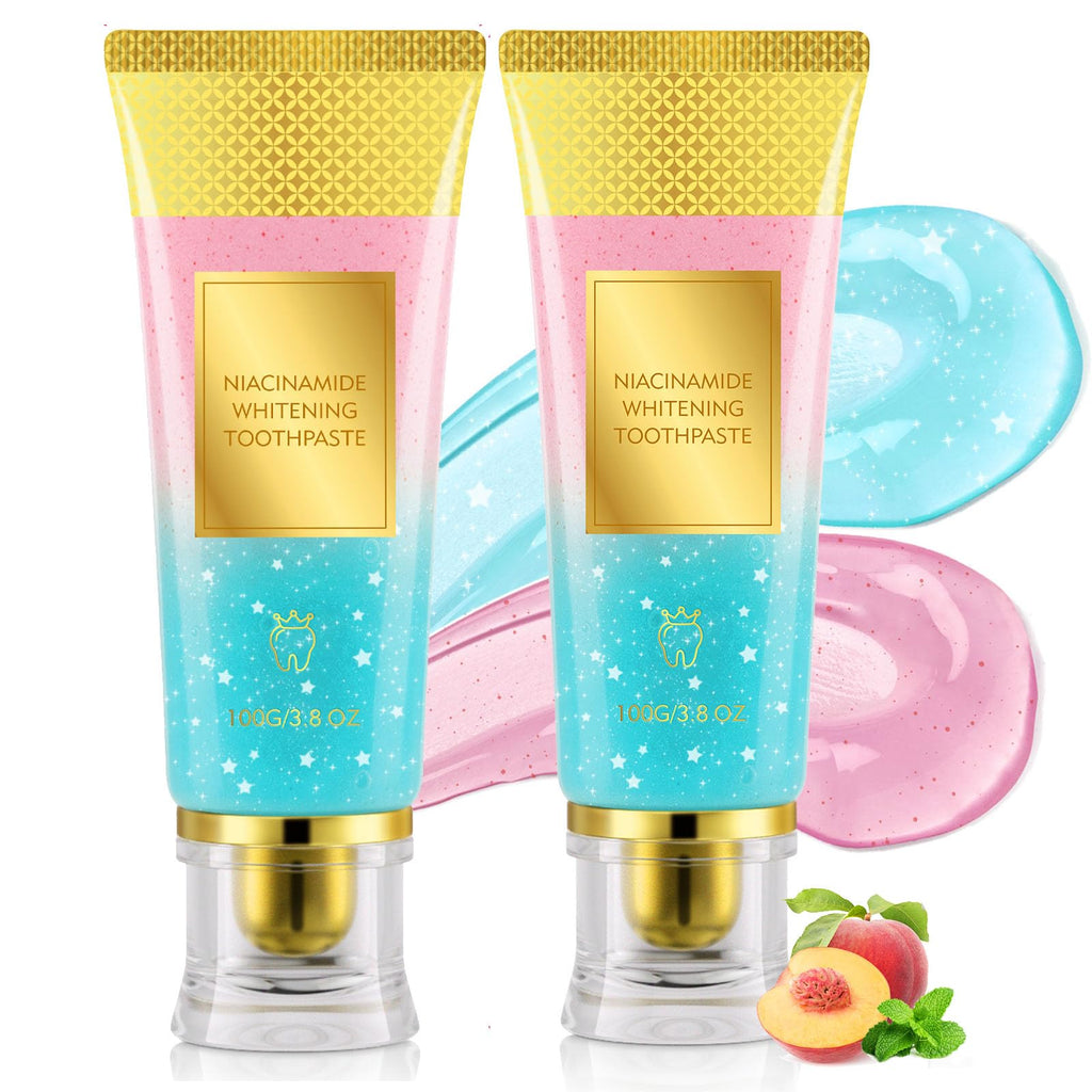 Niacinamide Whitening Toothpaste 2Pack - Gum Care Strengthen, Tooth Enamel, Prevent Cavities, Fresh Breath, Gentle & Non-lrritating, Fluoride-Free