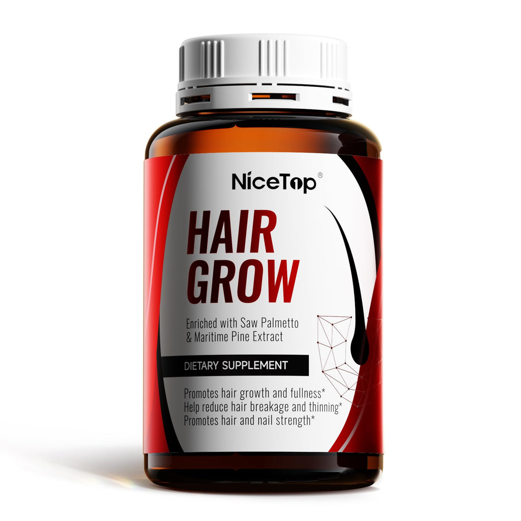 NiceTop Hair Growth Supplement, Hair Care Support for Strength, Thickness Growth, with Biotin Vitamin A, C, E, Zinc, 60 Capsules