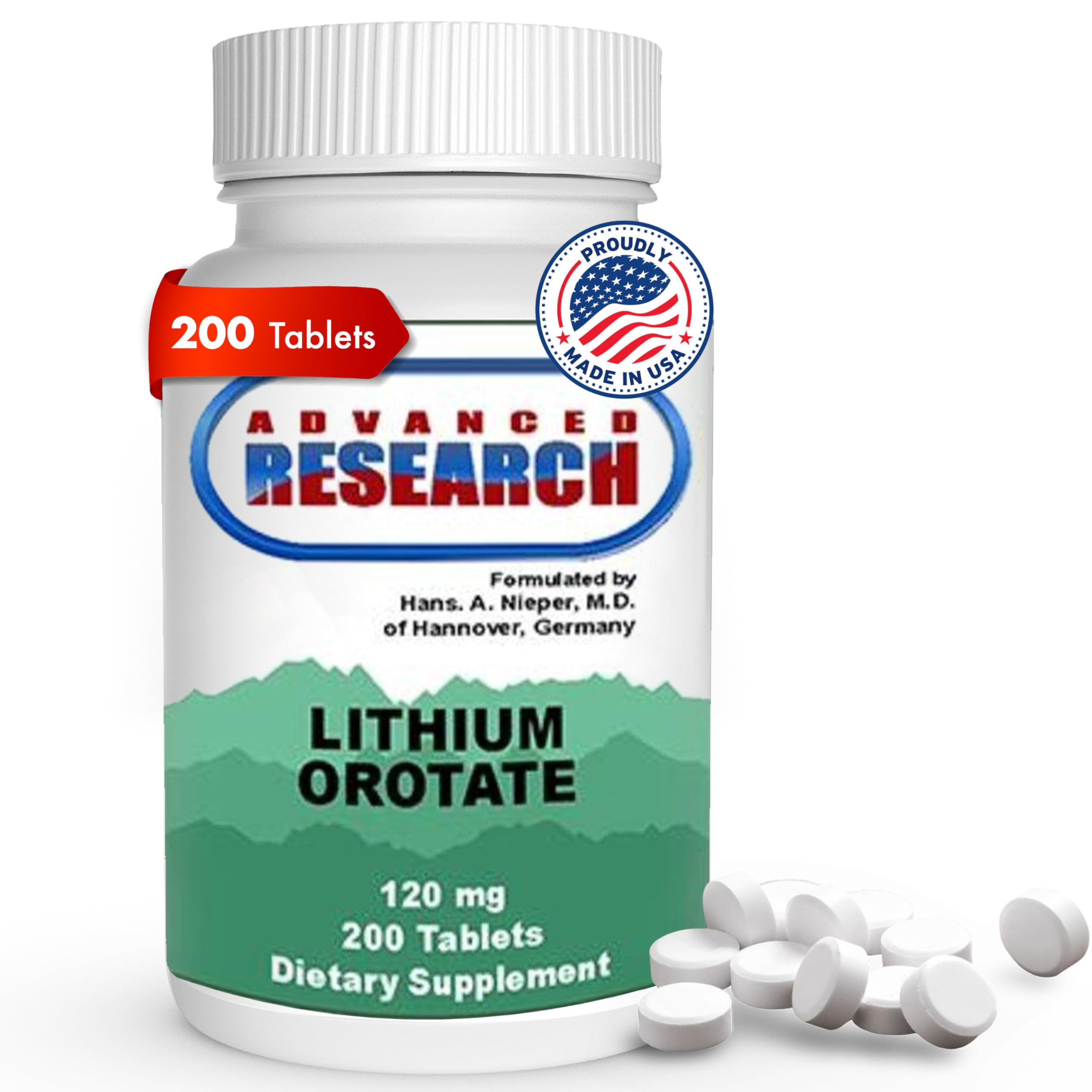NCI Lithium Orotate 5mg – 200 Count | Lab Tested, Non-GMO, Gluten Free, Vegan Friendly